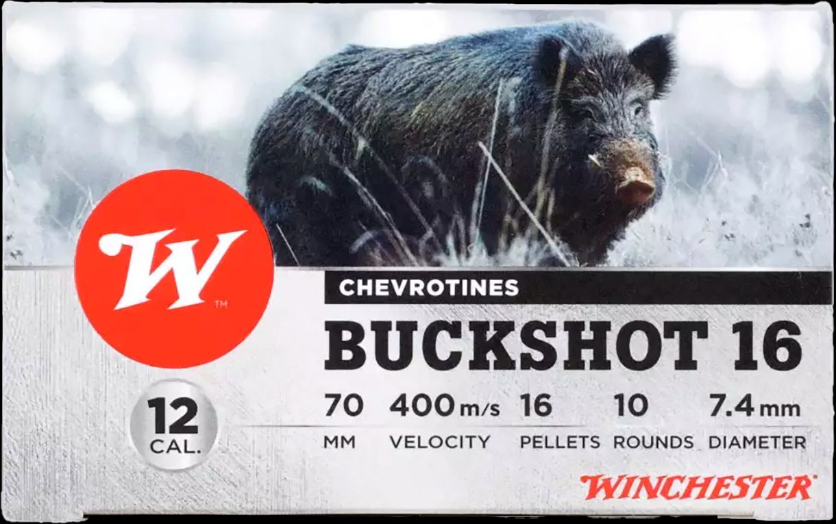 Winchester 12/70 BUCKSHOT 16 Pellets 38g.  10-Pk.